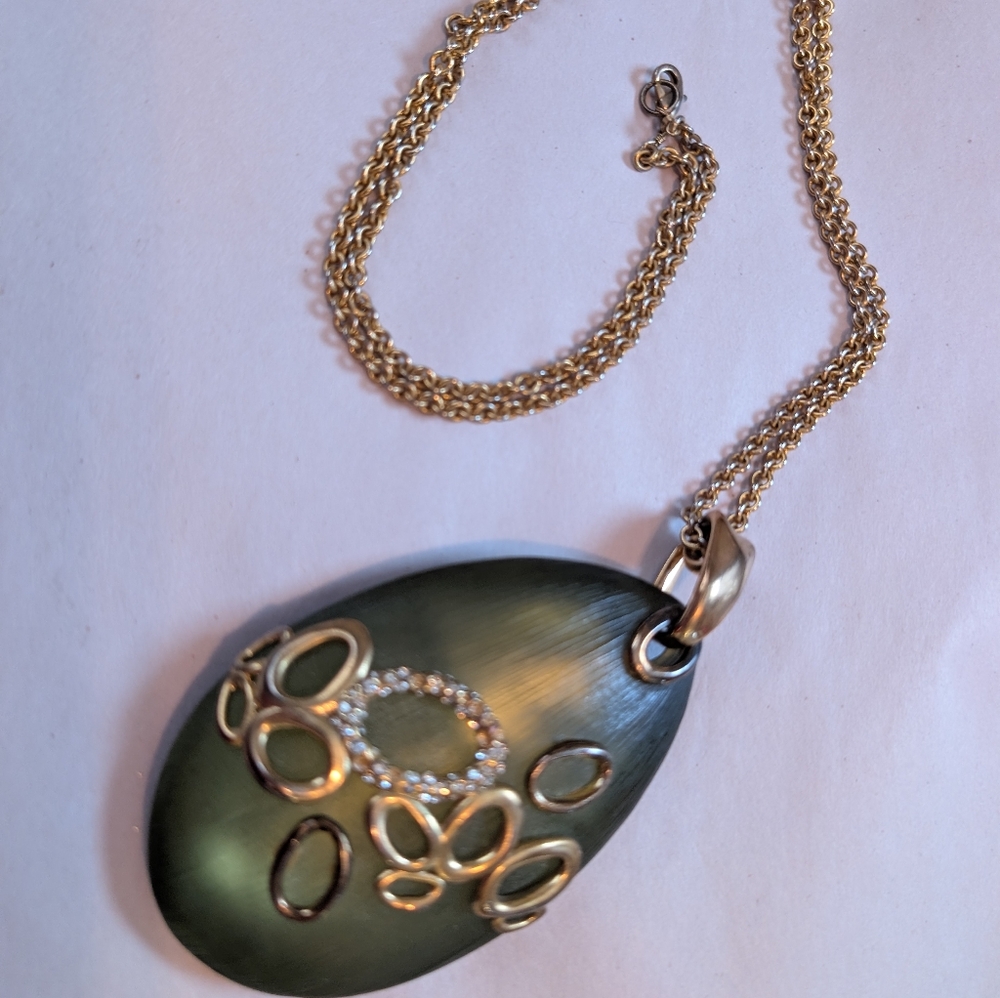 Alexis Bittar Green and Gold Pendant Necklace